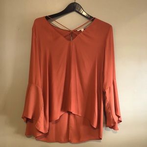 Orange Bell Sleeve Blouse